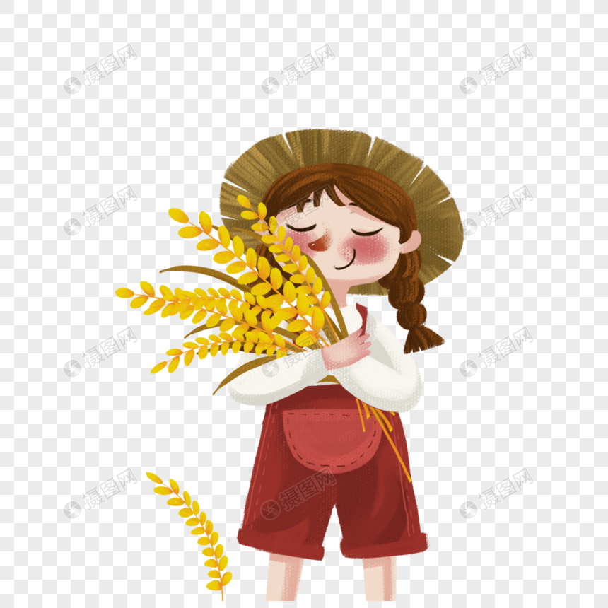 抱着麦穗的女孩