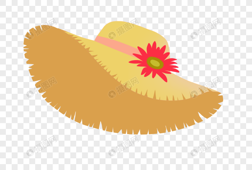 沙滩大檐草帽带花元素素材下载 正版素材 摄图网