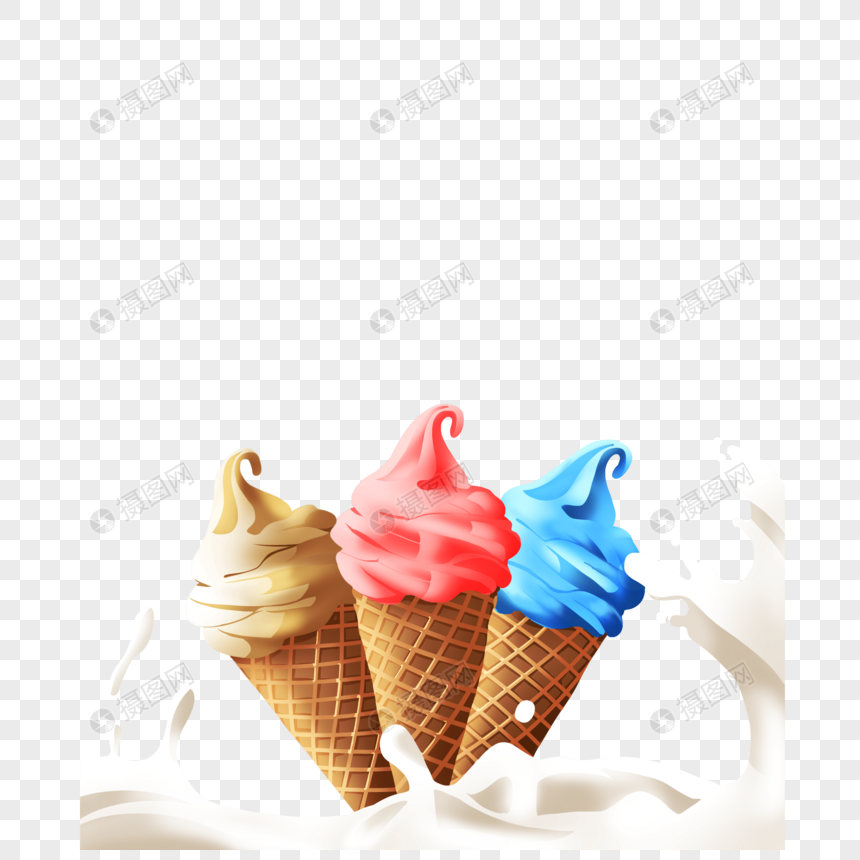 三色牛奶冰淇淋图片