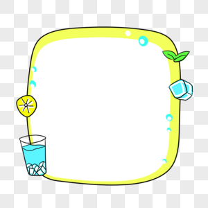煤油灯发光卡通手绘卡通夏日饮料边框对话框素材