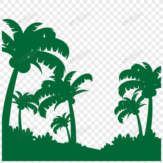 椰树植物剪影图片