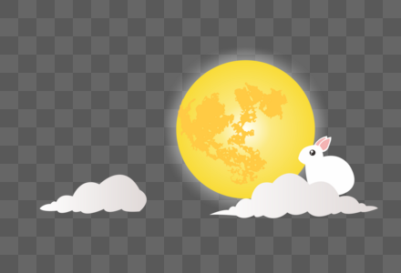 中秋节发光的月亮玉兔高清图片