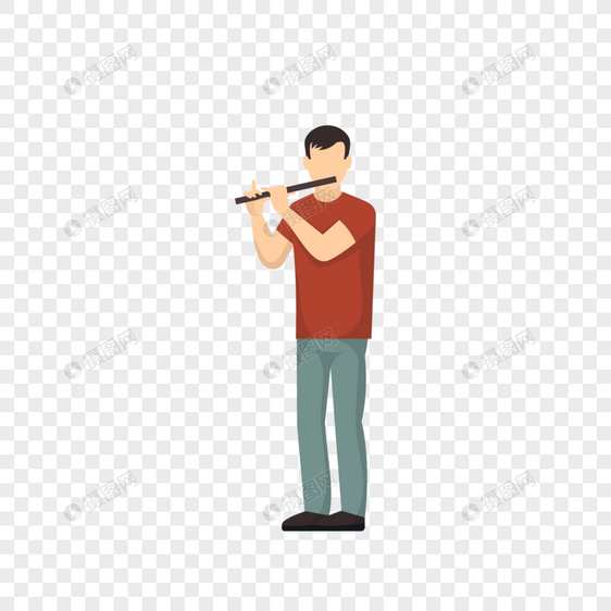 男子笛子演奏图片