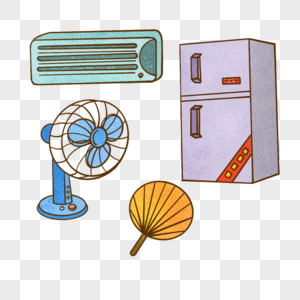 空调冰箱扇子电风扇凉爽的夏天图片