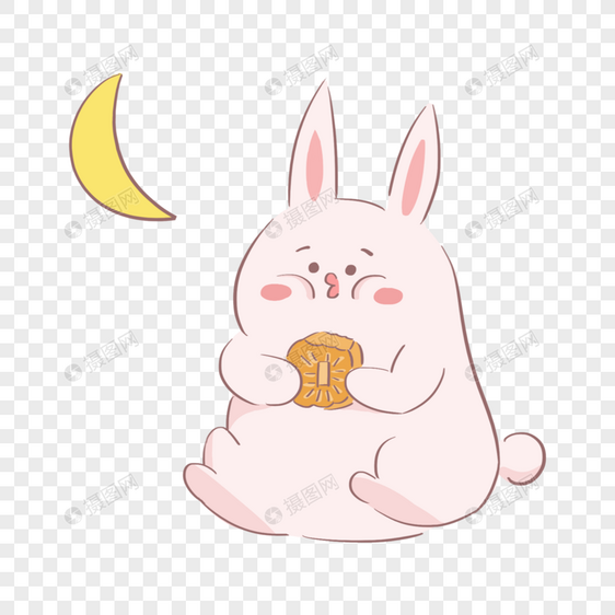 中秋节可爱的兔子吃月饼图片