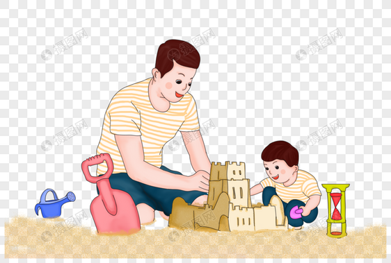 陪孩子玩沙雕的父亲图片