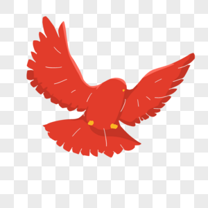 红色和平鸽剪影元素素材