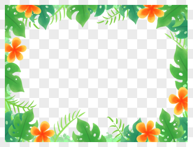 清新夏天水彩热带植物背景图片