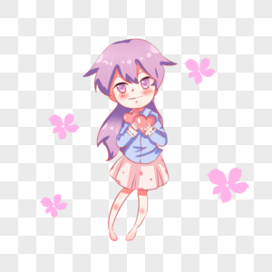 q版现代紫发小迷妹粉丝动漫人物图片