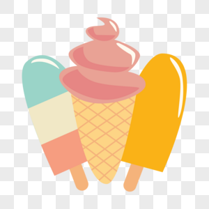 冰淇淋吃冰棍卡通高清图片