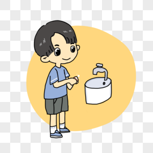 儿童教育生活卫生卡通洗手学生人物图片
