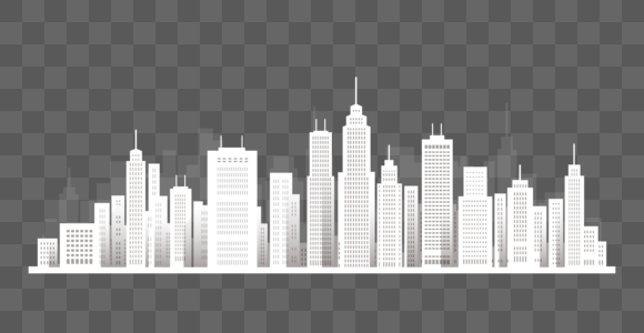 剪纸风楼房城市天际线高清图片