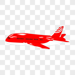 卡通手绘红色飞机图片