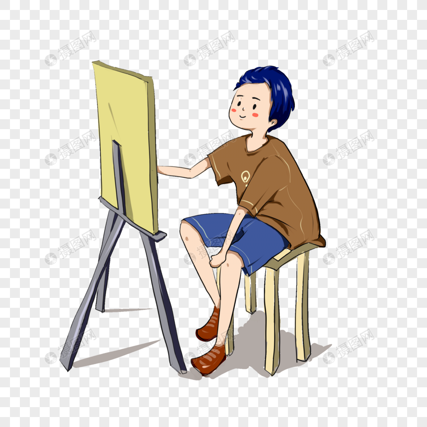 正在画画的男孩