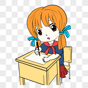 写作业的小女孩q版卡通图片