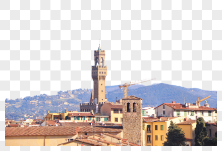 意大利佛罗伦萨市政厅钟楼高清图片