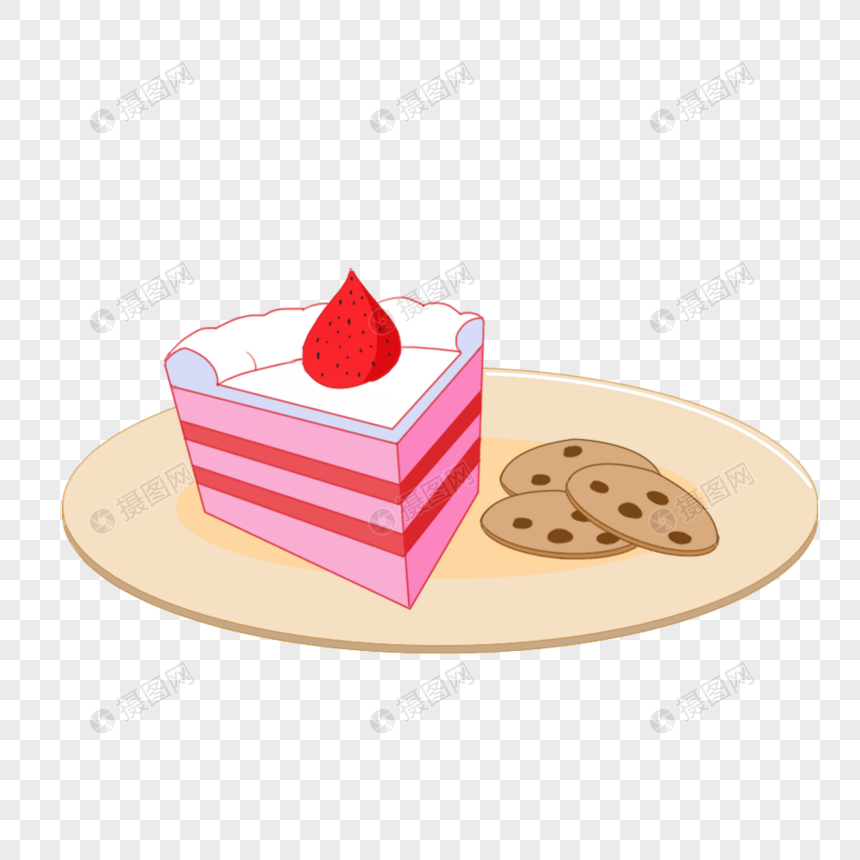 草莓蛋糕曲奇饼干元素图片