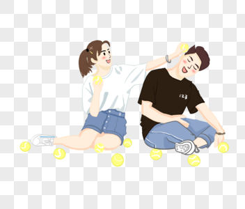 情侣戳脸打闹图片