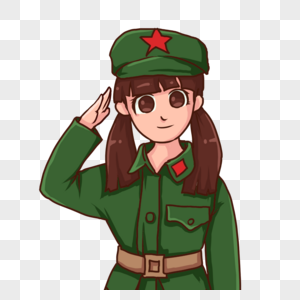 建党节卡通敬礼女孩图片素材