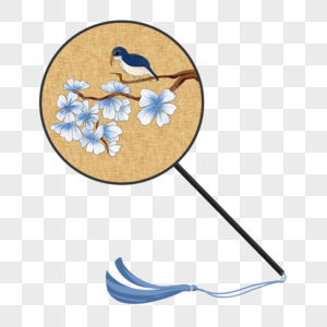 蓝色花朵扇子高清图片