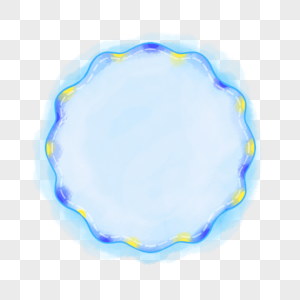 水彩夏天蓝色圆形边框图片