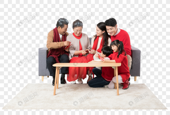 新年家庭发红包压岁钱图片