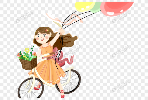 骑车游玩的女孩图片