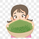 喝绿豆汤的女孩图片