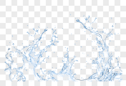 蓝色清新水花效果元素图片