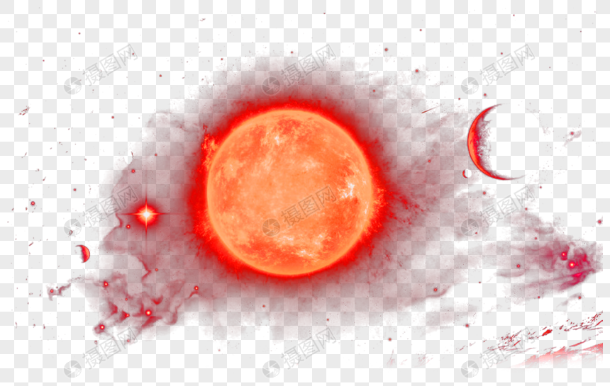红色耀眼太阳元素图片