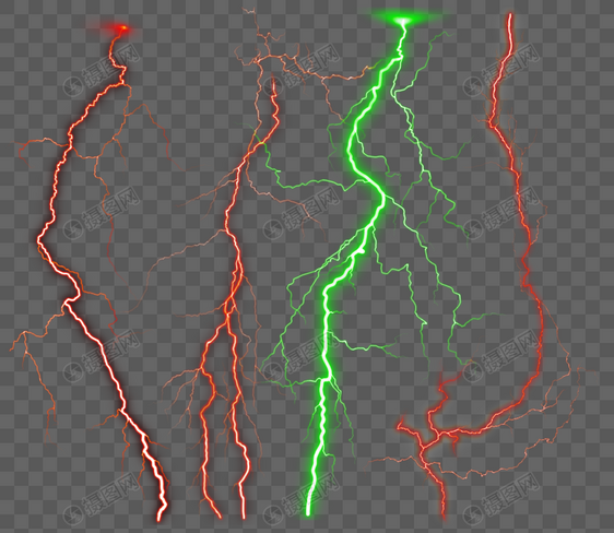 彩色闪电效果元素图片