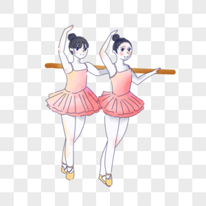 舞蹈特色班的女孩子扶着杆子舒展图片