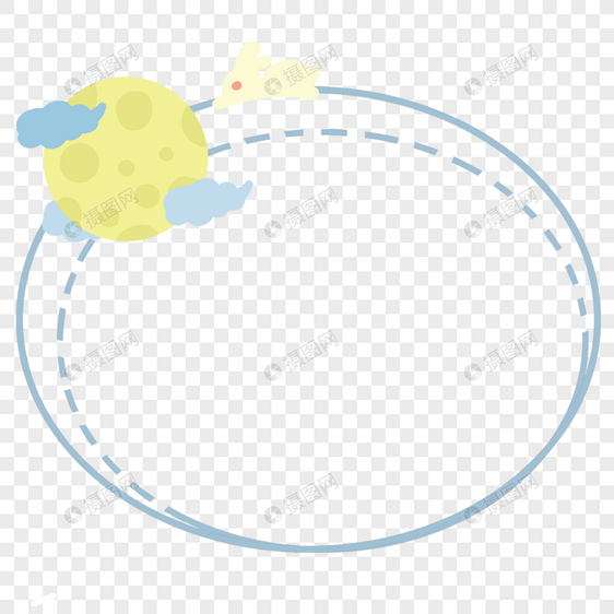 手绘中秋节月亮兔子边框图片