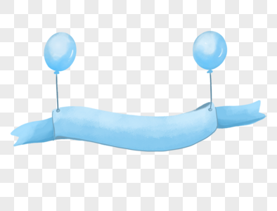 清新蓝色气球横幅高清图片
