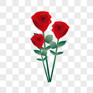 AI矢量图立体可爱卡通节日元素红色玫瑰图片