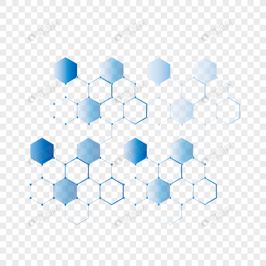 AI矢量图蓝色渐变立体科技感元素六边形科技元素图片