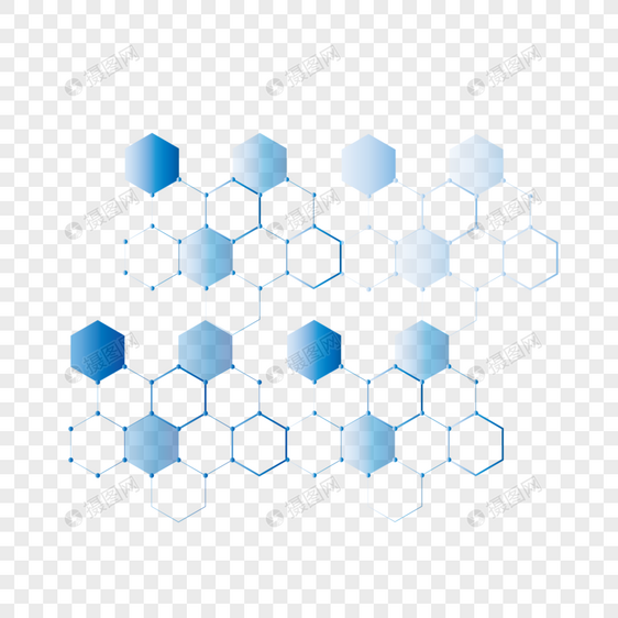 AI矢量图蓝色渐变立体科技感元素六边形科技元素图片