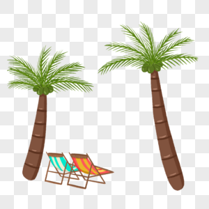 海边椰子树沙滩椅图片