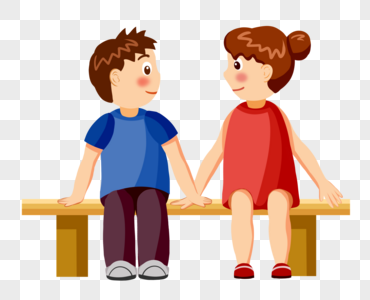 情侣坐在板凳上图片