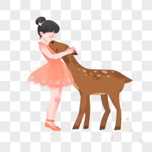 抱着小鹿的女孩图片
