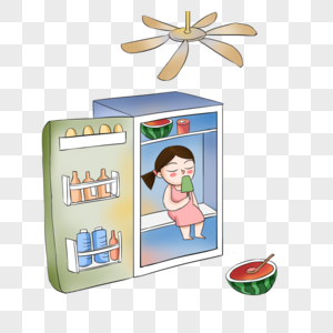 坐在冰箱里的女孩高清图片