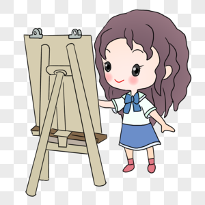 画画的小女孩图片