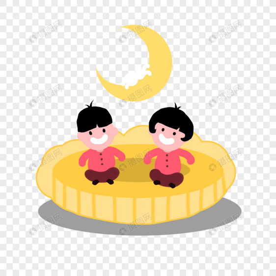 中秋节月饼上可爱小朋友图片