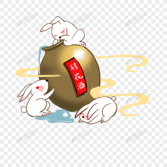 中秋节玉兔与桂花酒图片