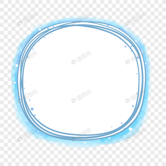 手绘水彩蓝色圈圈气泡框边框图片
