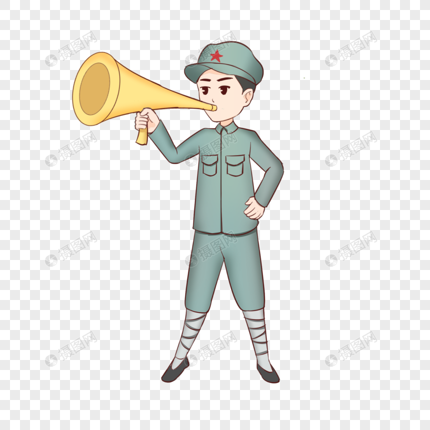 建军节红军战士号兵插画
