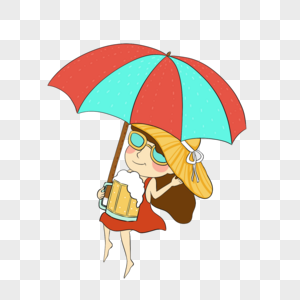 夏天打伞的女孩图片