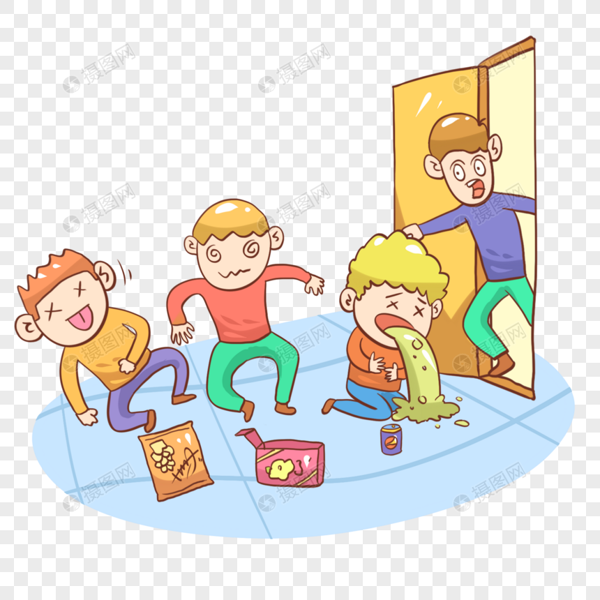 垃圾零食中毒元素素材下载 正版素材 摄图网