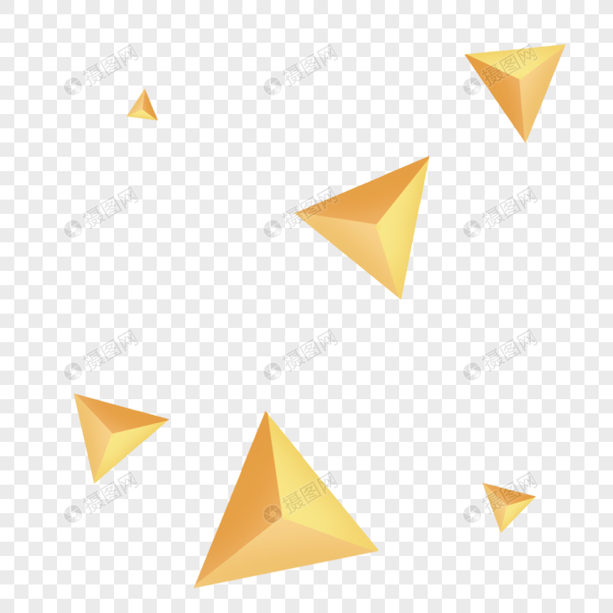 黄色立体几何三角形图片