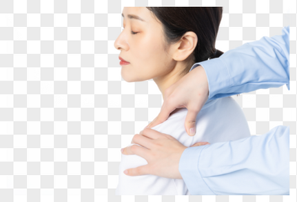 女性肩颈按摩免抠高清图片素材